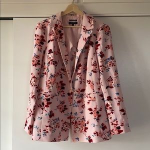Lane Bryant pink floral single button blazer